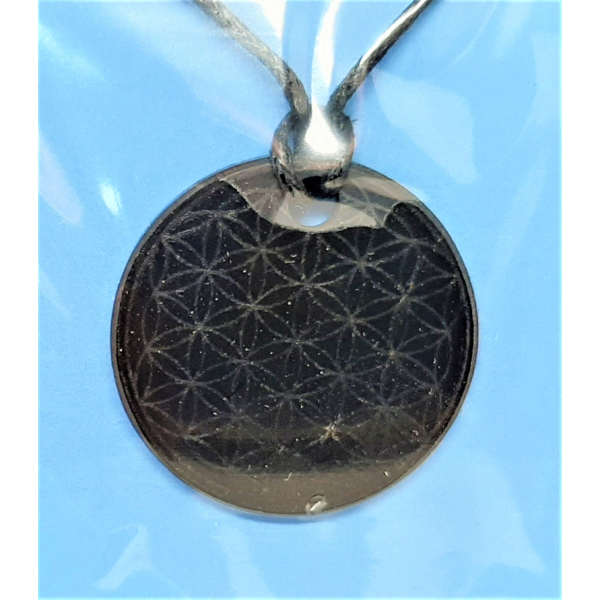 CIONDOLO SHUNGITE con Fiore di Vita - protezione Elettrosmog