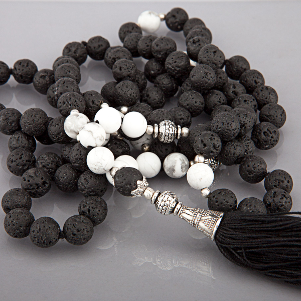 Mala 108 Perline Albero Della Vita - Bracciale/Collana In Pietra Lavica Per Meditazione E Yoga, Fatto A Mano