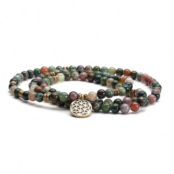COAI Collana Mala 108 Perle In Pietre Naturali E Sette Chakra – Con Nappa E Ciondolo Albero Della Vita – Onice, Amazzonite, Portafortuna