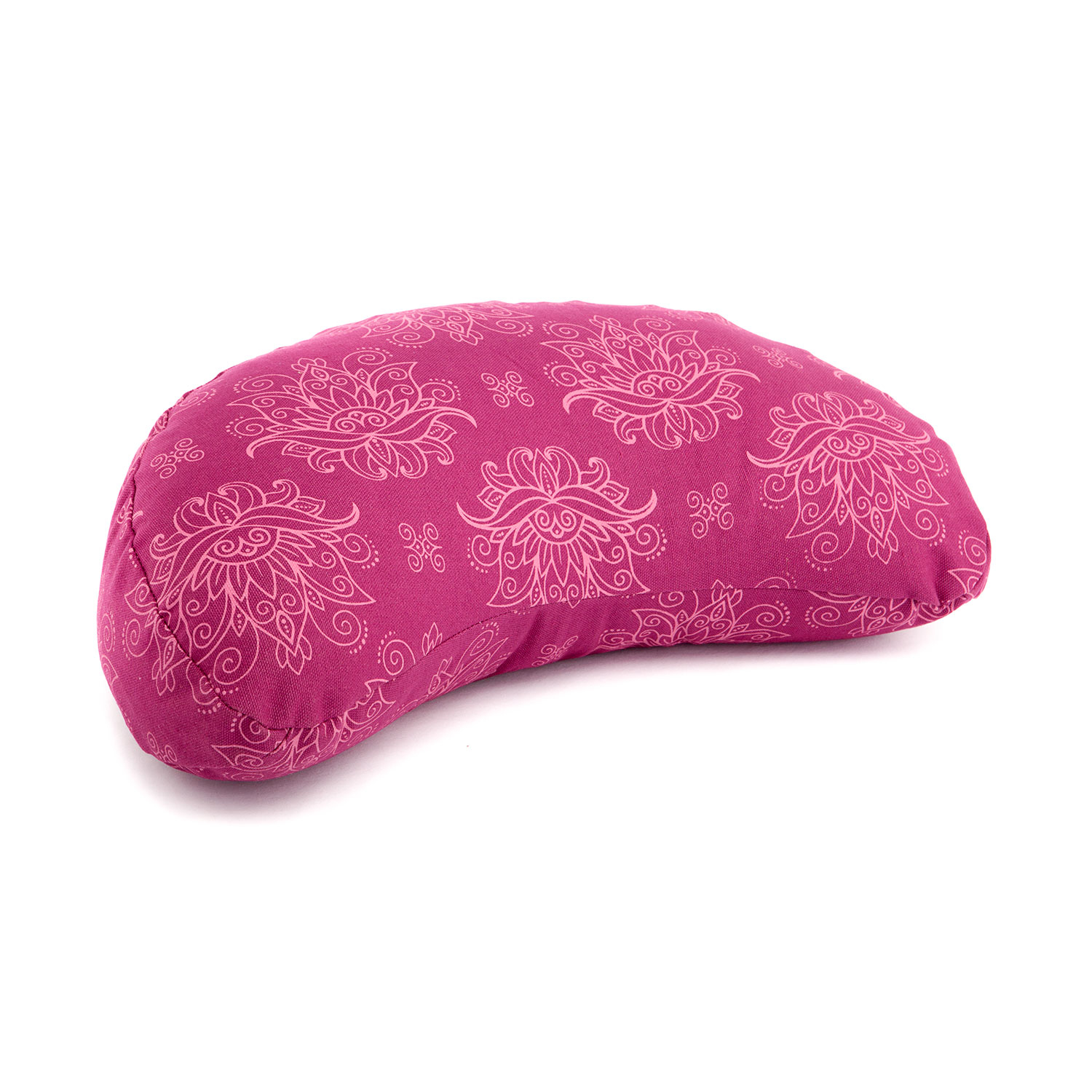 Cuscino Meditazione Mezzaluna Present Mind - Zafu Yoga In Cotone Con Bucce Grano Saraceno