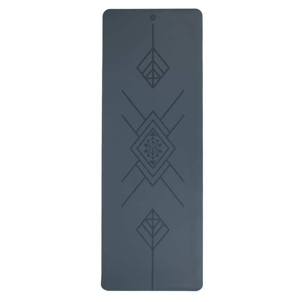 Tappetino Antiscivolo Yoga Phoenix in Gomma Naturale - Blu (Opaco) con Allineamento Tribale