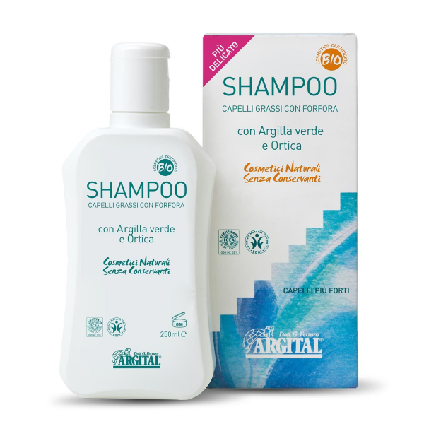 Shampoo Argital per capelli GRASSI o con FORFORA con Argilla Verde ed Ortica - 250 ml
