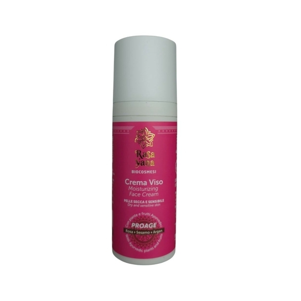 Crema Viso Antiage per pelle secca e sensibile - Rosa, Sesamo e Argan - Rasayana - 50ml