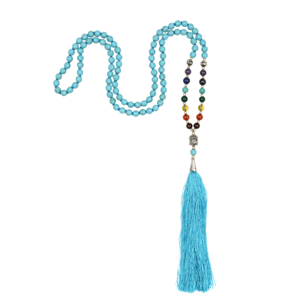 Collana Mala 7 chakra turchese, 108 perle