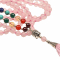 Collana Mala 7 chakra quarzo rosa, 108 perle con fiocco rosa