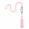 Collana Mala 7 chakra quarzo rosa, 108 perle con fiocco rosa