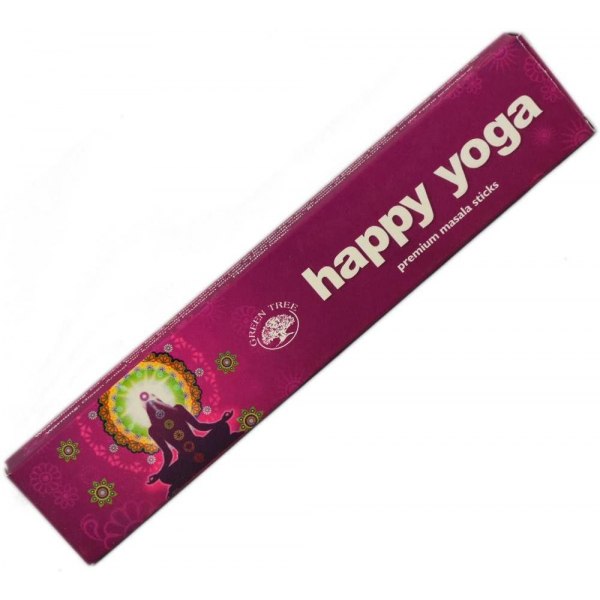 Green Tree - Happy Yoga - Bastoncini di incenso Masala - Confezione da 15 grammi