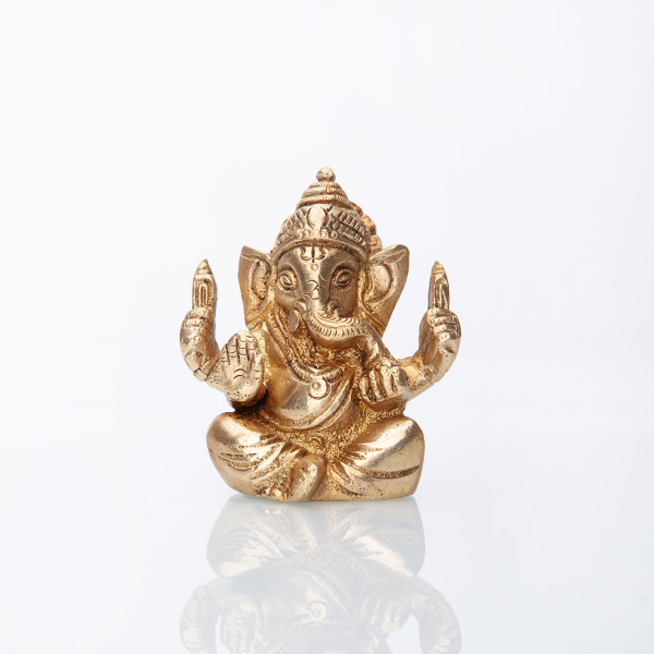 Statua di Ganesha in ottone - Altezza 7 cm