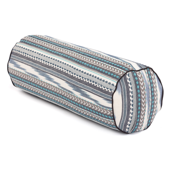 Yoga BOLSTER - Collezione ETHNO - tessuto ikat fantasia nero-bianco-blu