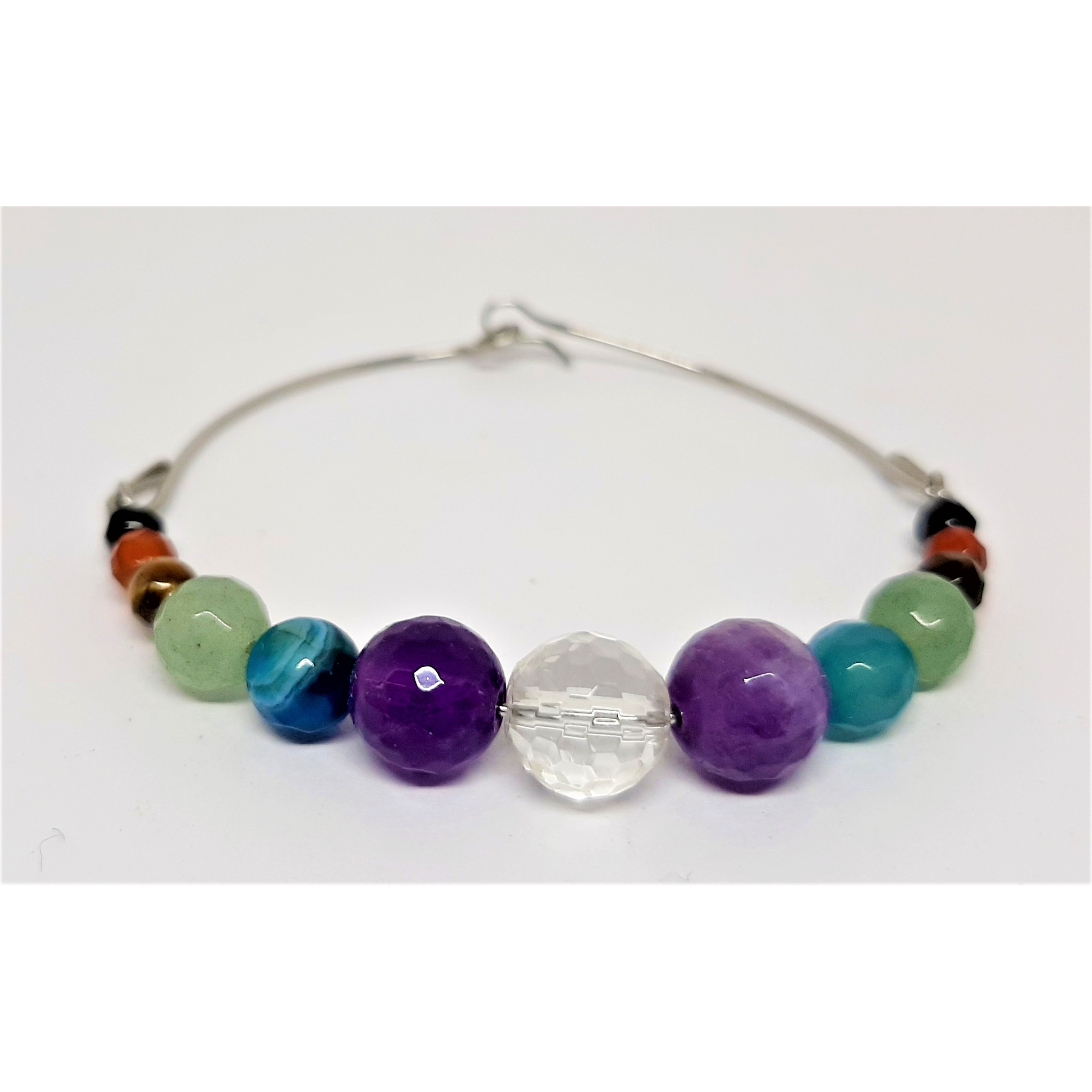 Braccialetto 7 Chakra tonde 0,8cm e acciaio | Chakra Stones - Emporio del Benessere