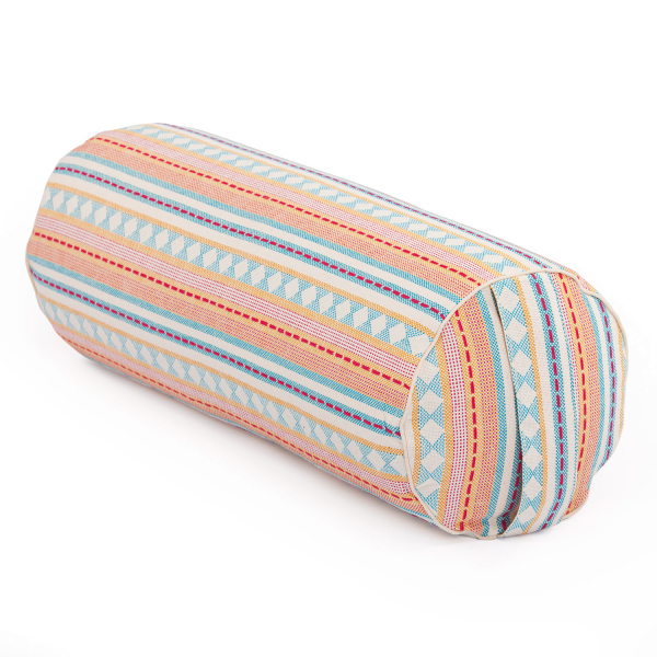 Yoga BOLSTER - Collezione ETHNO - jacquard fantasia albicocca e azzurro