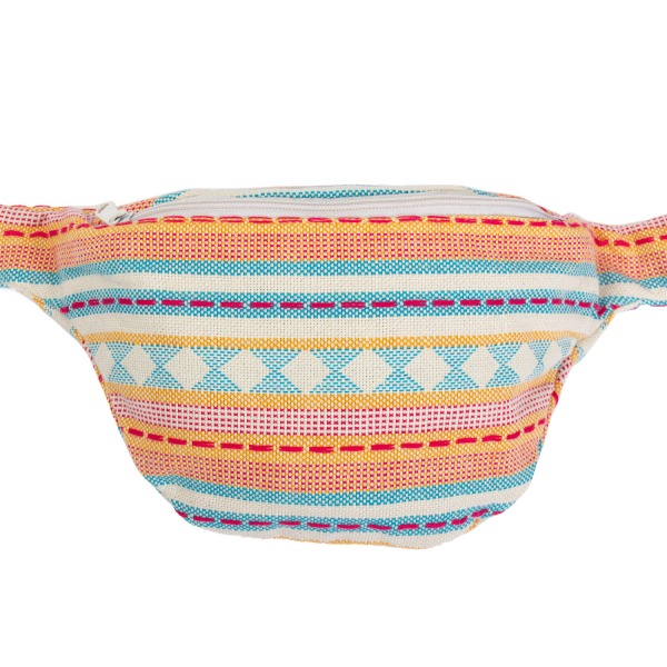 Marsupio - Collezione ETHNO - Tessuto jacquard, motivo albicocca-azzurro