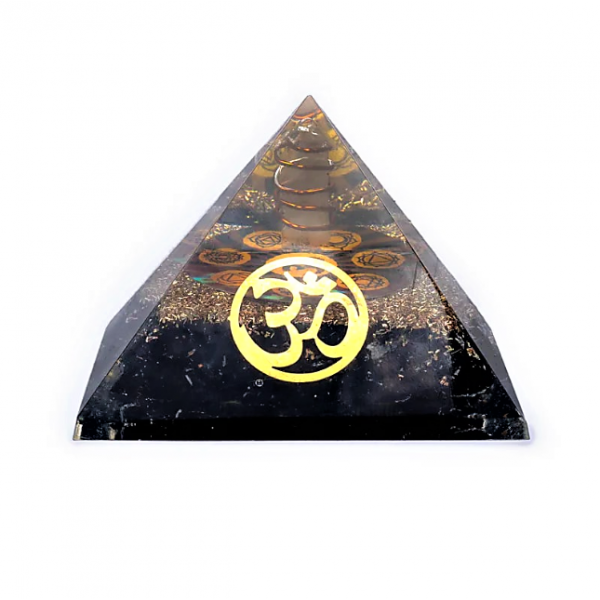 Piramide Orgonite Chakra Tormalina nera con OM