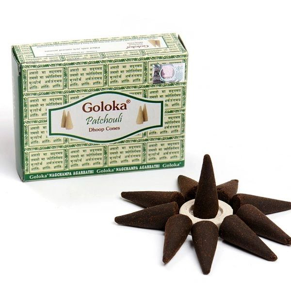 Coni incenso Goloka Patchouli Dhoop - 10 coni