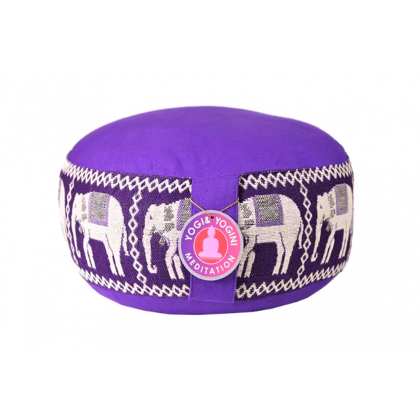 Cuscino meditazione viola con elefanti