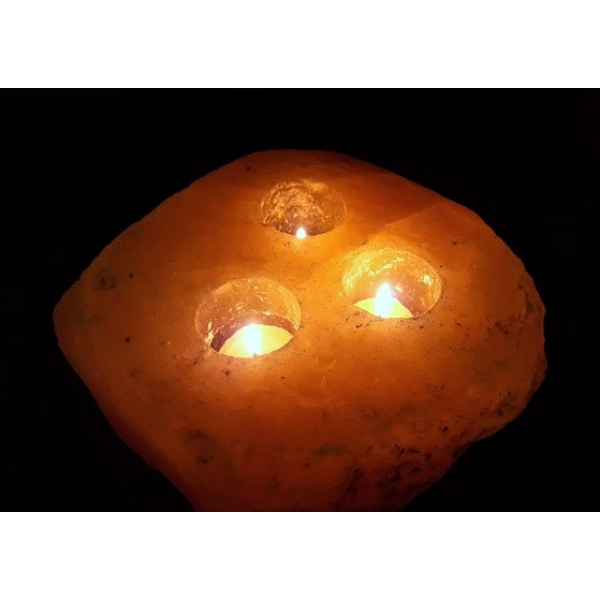 Porta lumino sale rosa a tre posti