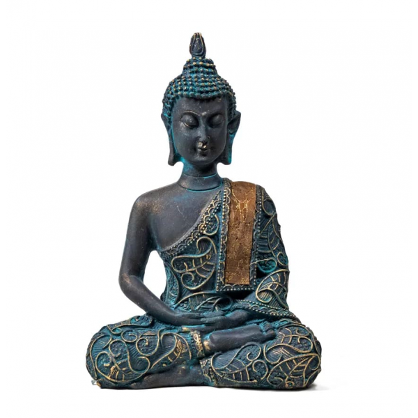 Statua Buddha in meditazione in stile antico in resina