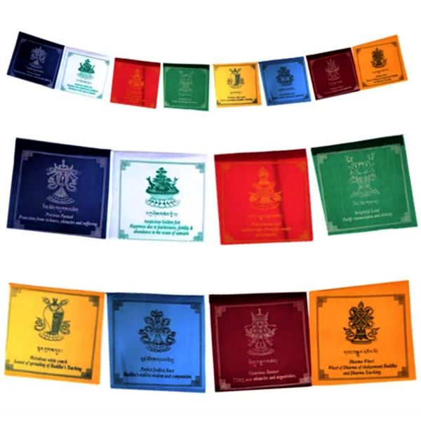 Bandierine tibetane 8 segni di buon auspicio