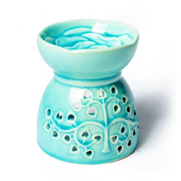 Brucia essenze Albero della vita  ceramica turchese - diffusore a candela