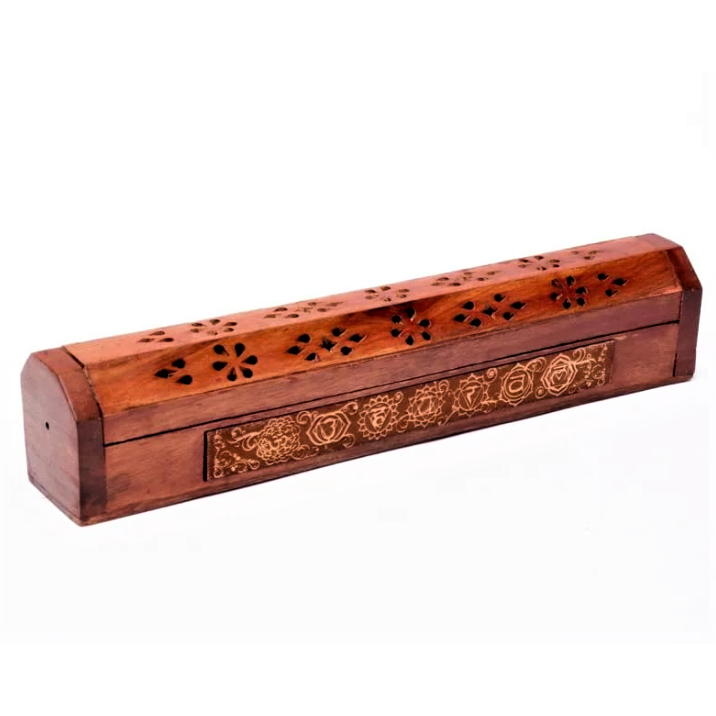 Porta Incenso In Legno SAMASIA - Bruciatore E Raccolta Cenere Per Bastoncini - 25 X 3,5 Cm - Design Unico Per Aromaterapia, Yoga, Meditazione - 5