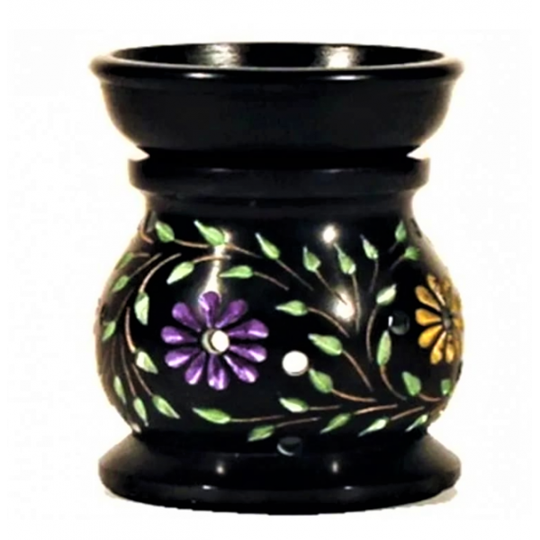 Diffusore a candela Fiori in pietra ollare nero - brucia essenze