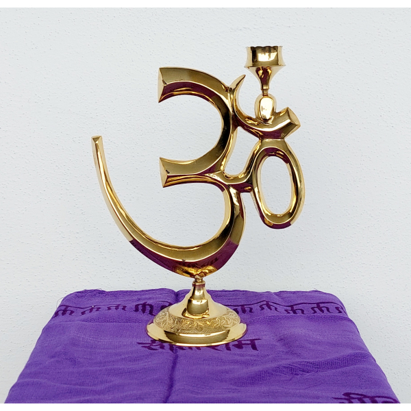 Porta incenso con OM in ottone - 22 cm
