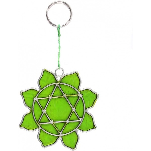 Acchiappasole 4 Chakra - Cuore - in vetro e metallo