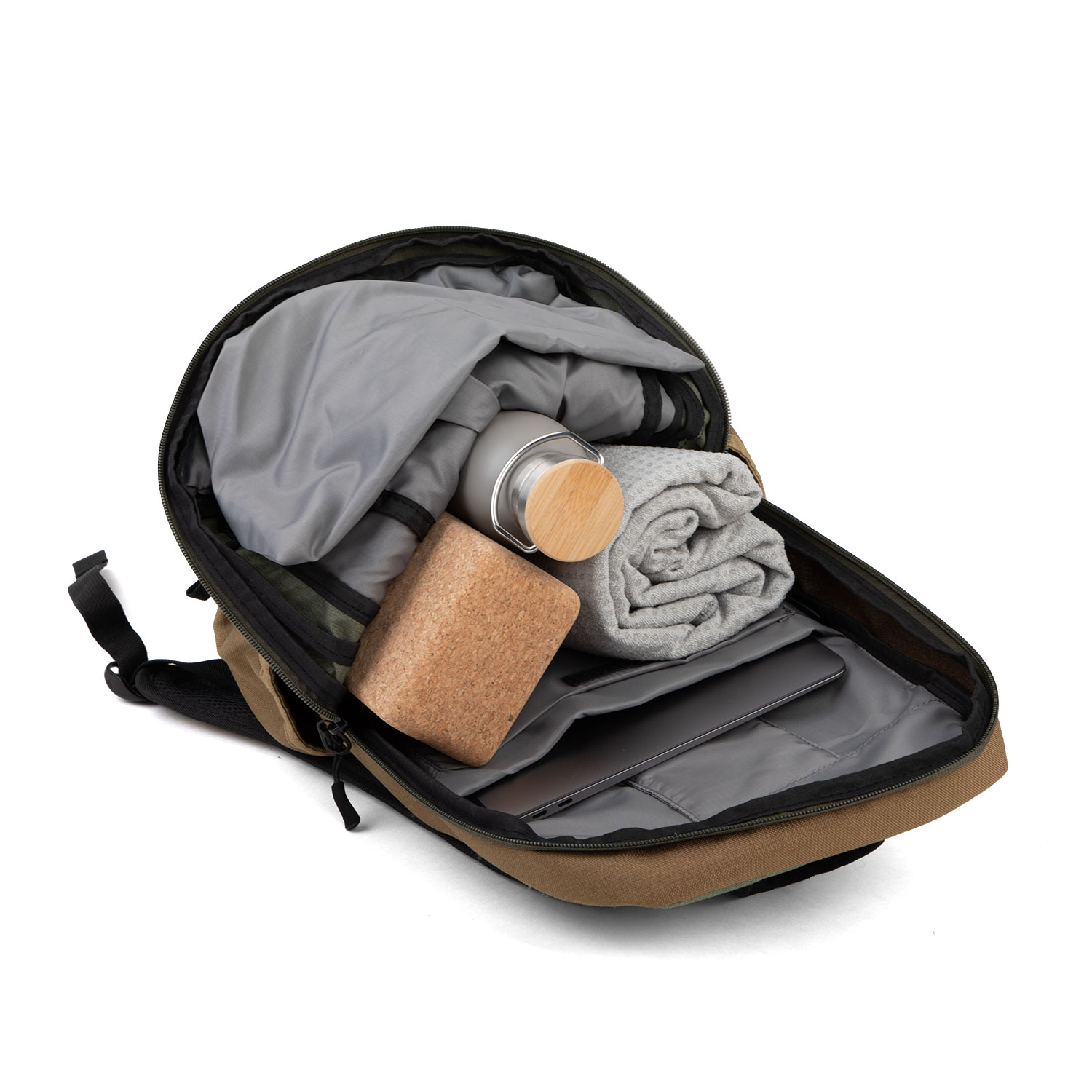 Zaino da yoga YOGI DAYPACK verde marrone porta tappetino