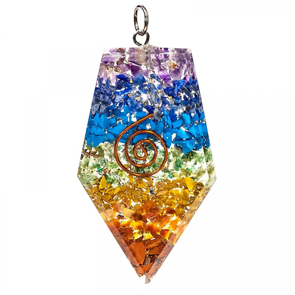 Ciondolo pentagonale in Orgonite multicolore