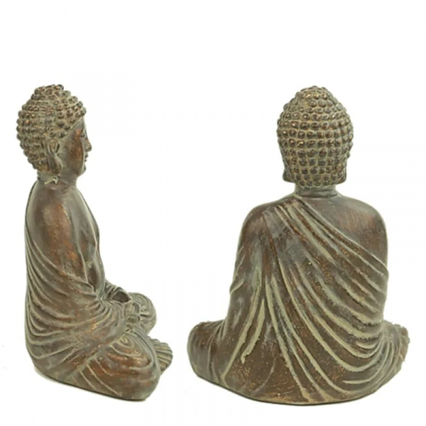 Statua Buddha Seduto In Pietra Per Giardino, Interno Ed Esterno, Regalo Di Lusso - Foto 1