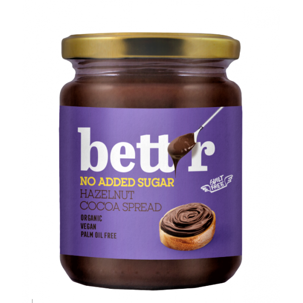 Crema spalmabile al Cacao e alla Nocciola SENZA zuccheri aggiunti, Bett'r, 250g