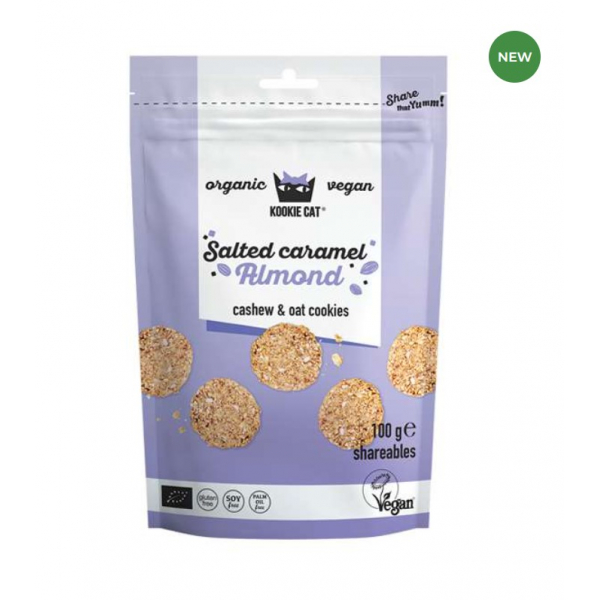 Biscottini - Mini Cookie Caramello Salato Anacardi e Mandorla, Kookie Cat - 100g