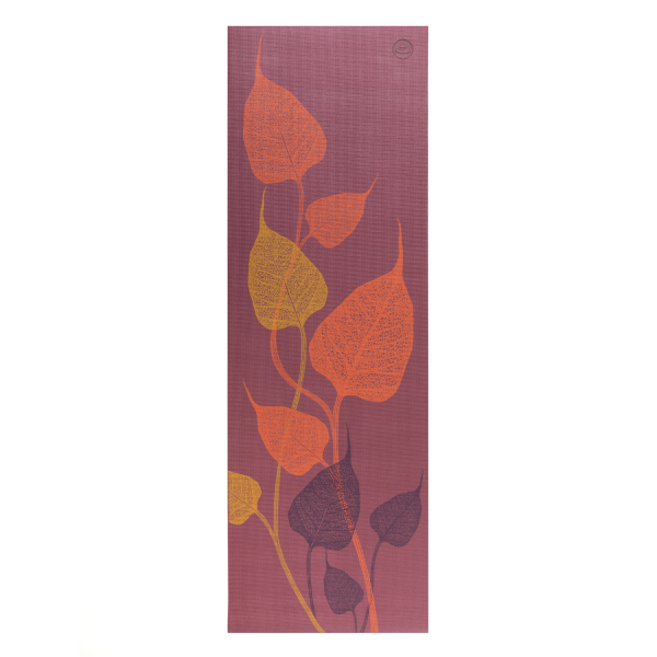 Tappetino yoga Leela Collection design, FOGLIE 3C, Rosso Prugna