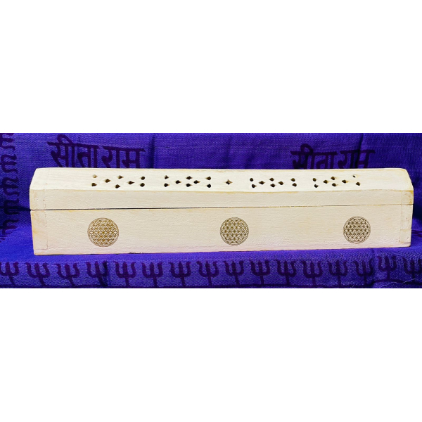 Porta incenso bianco bastoncini e coni con contenitore con Fiore della vita