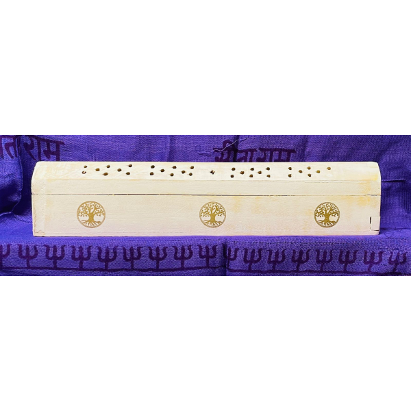 Porta incenso bianco bastoncini e coni con contenitore  con Albero della vita