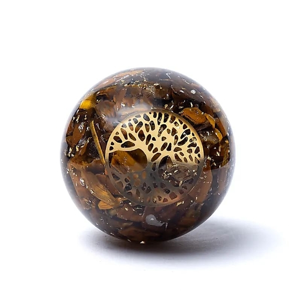 Sfera di Orgonite Occhio di Tigre Albero della Vita - 5cm