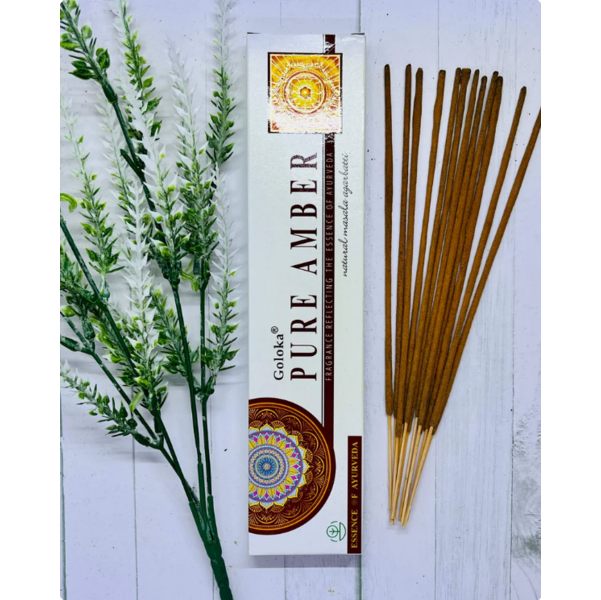 GOLOKA INCENSO AYURVEDICO AMBRA PURA - 1 scatola da 15 grammi