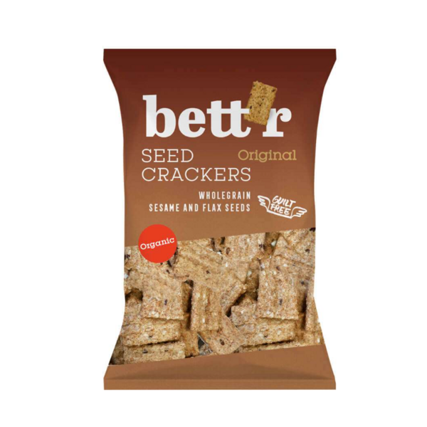 Cracker di semi integrali Bett'r - Sesamo e Semi di Lino - 150g - Salatini