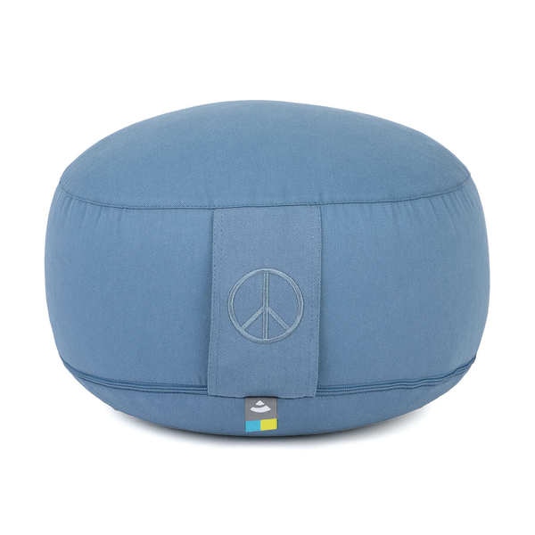 Cuscino da Meditazione Rondo con Simbolo della Pace - Ripieno di Pula di Farro  (Azzurro)