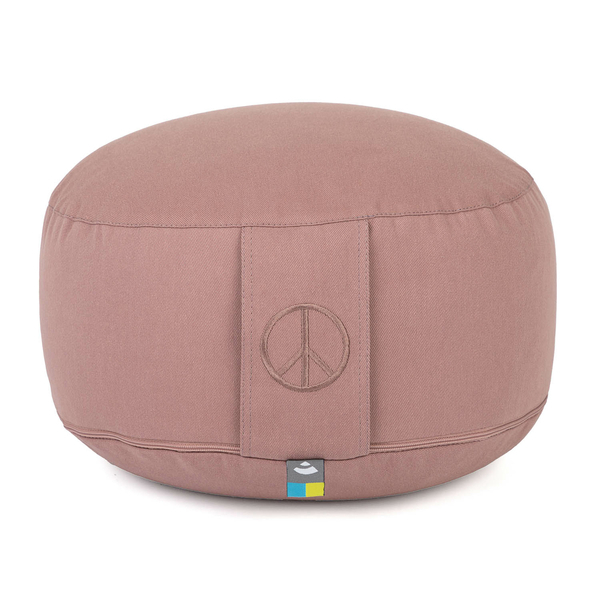 Cuscino da Meditazione Rondo con Simbolo della Pace - Ripieno di Pula di Farro (color Lampone)