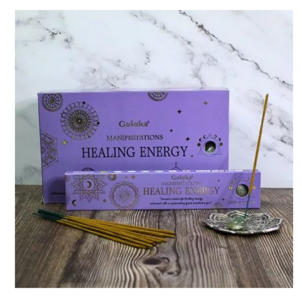 Incenso Goloka Manifestazioni  ENERGIA DI GUARIGIONE - con cristallo di AVVENTURINA VERDE - 15g