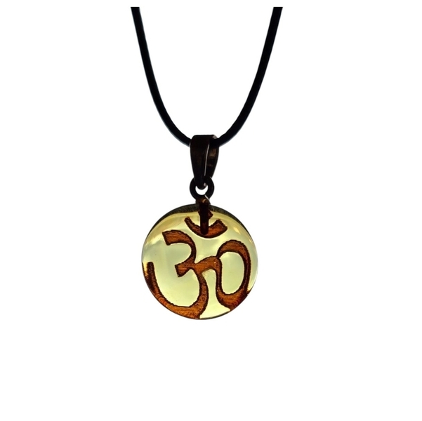 Collana Ciondolo Ambra Baltica con OM