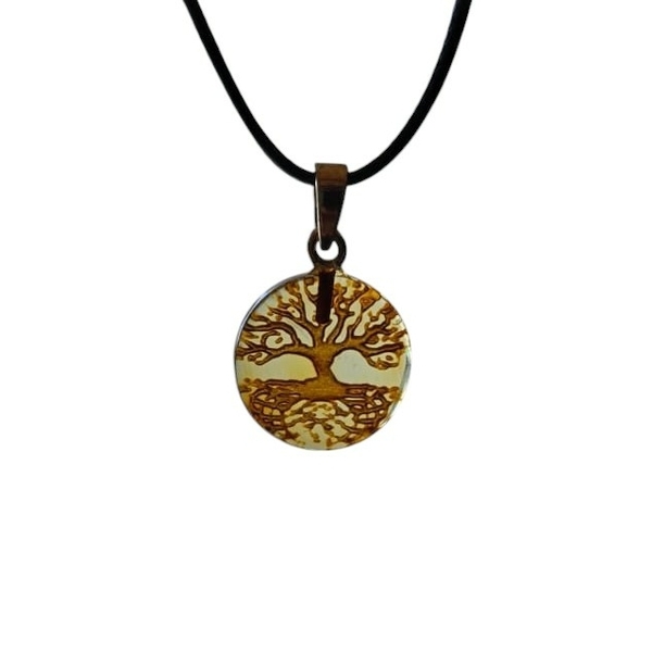 Collana Ciondolo Ambra Baltica Con Albero della Vita
