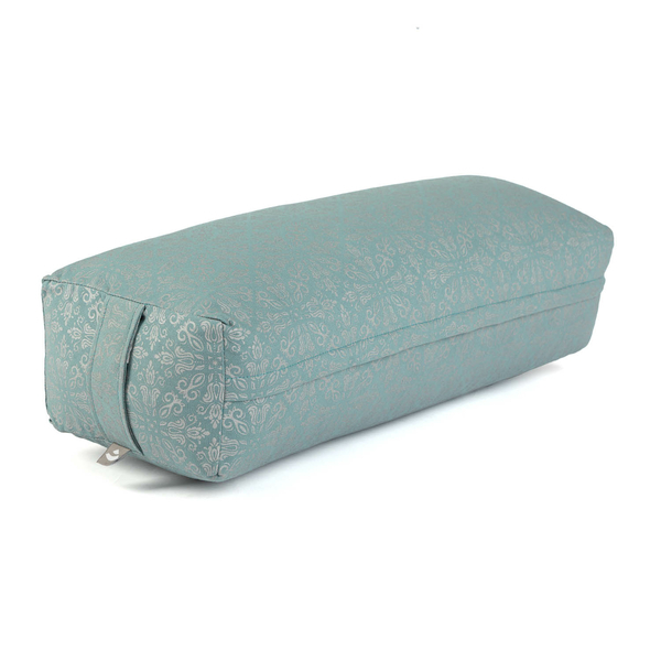 Bolster Rettangolare Maharaja: Cuscino SALAMBA (64x25x17cm) blu minerale/argento - pula di farro