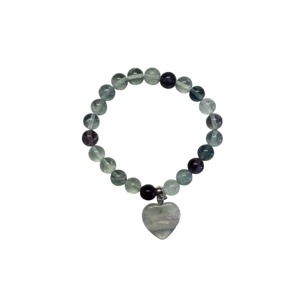 Bracciale con Cuore - Fluorite Arcobaleno