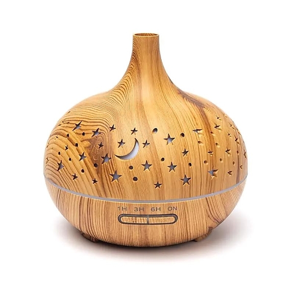 Diffusore di aromi Starlight rotondo con stampa in legno