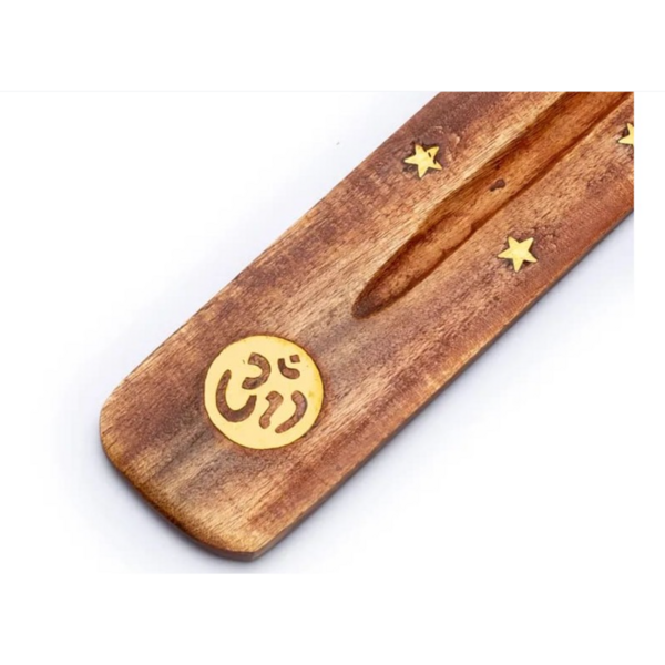 Porta incenso di legno con OM