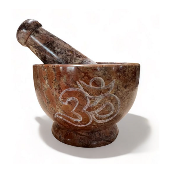 MORTAIO MEDITAZIONE IN PIETRA SAPONARIA CON OM