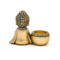 Tealight holder meditating Buddha right gold coloured