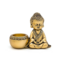 Tealight holder meditating Buddha right gold coloured